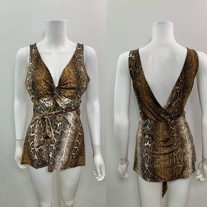 Vixen V Neck V Back Sleeveless Leopard Blouse.